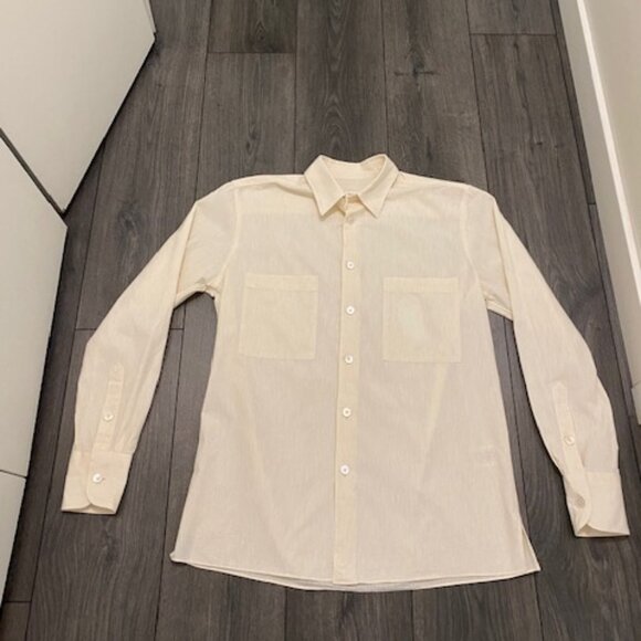 The Row Cotton Wool Cream Button Up Shirt Size S
